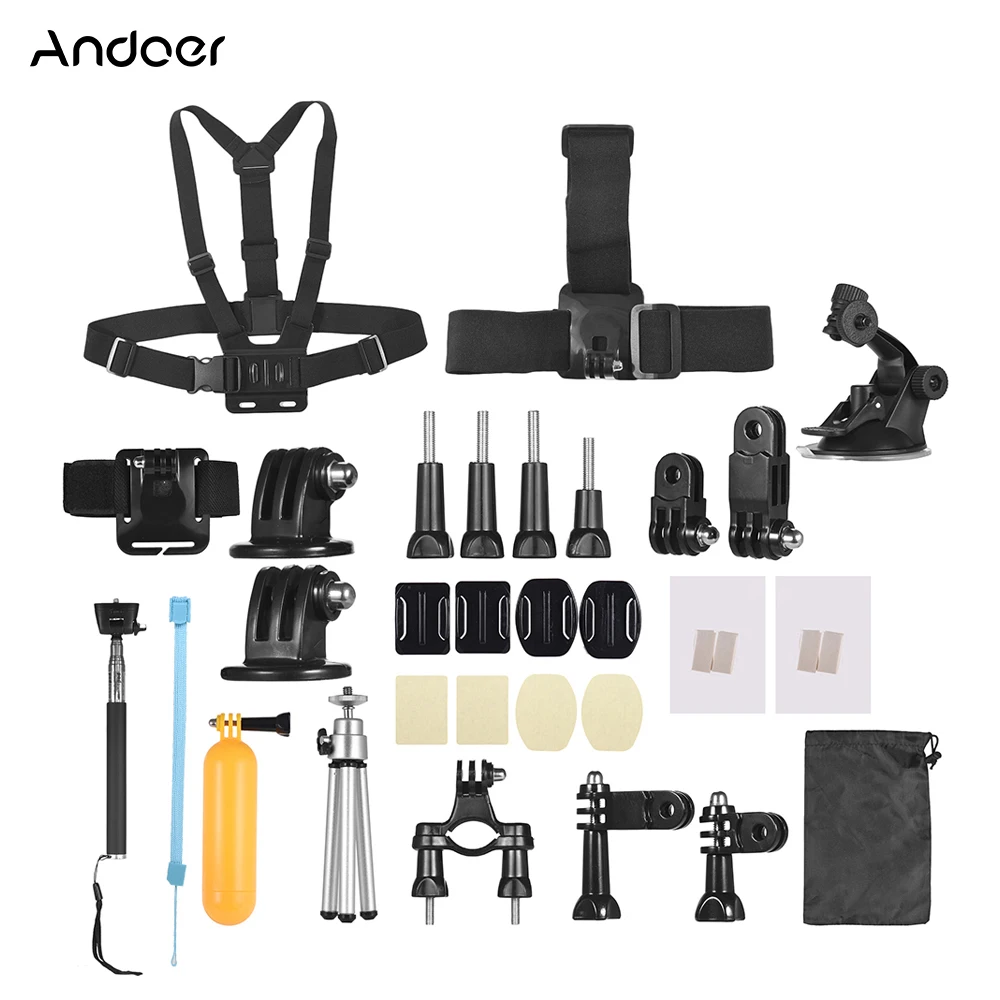 Andoer набор аксессуаров и принадлежностей для Gopro экшн Камера комплект аксессуаров для GoPro hero 7/6/5/4 SJCAM/YI 3 варианта Спорт на открытом воздухе Камера