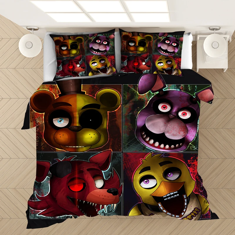 Five Nights at Freddy's 3D постельные принадлежности, постельное белье, пододеяльник, игрушечный медведь, одеяло, постельные принадлежности, постельные принадлежности, постельное белье(без простыни