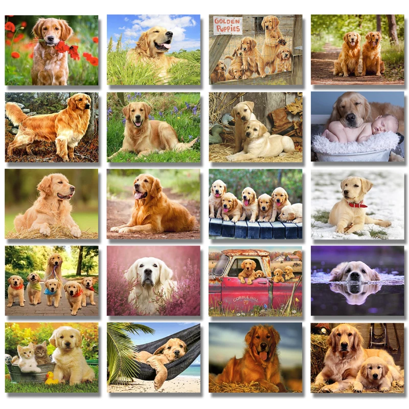 Rhinestone Embroidery Diamond Mosaic 5d Diy Painting Golden Retriever Dog Pet Cross Stitch Decor Gifts | Дом и сад
