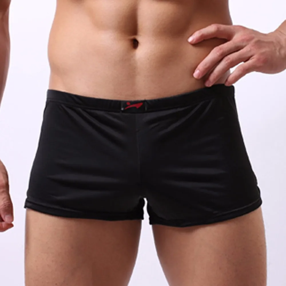 Сексуальные с низкой талией мужские боксеры мягкое дышащее нижнее белье мужские мягкие трусики шорты сексуальное нижнее белье для мужчин встроенный мешок льда шелковые брюки