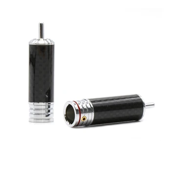 

2pcs/set R1709 Carbon fiber brass rhodium plated RCA plug coaxial audio cable plug HIFI HI-END audio signal plug