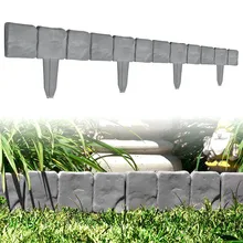 Durable Plastic T-Shape Lawn Boarder Fence Cobbled Stone Effect Hammer-In Lawn Garden Edging UEJ