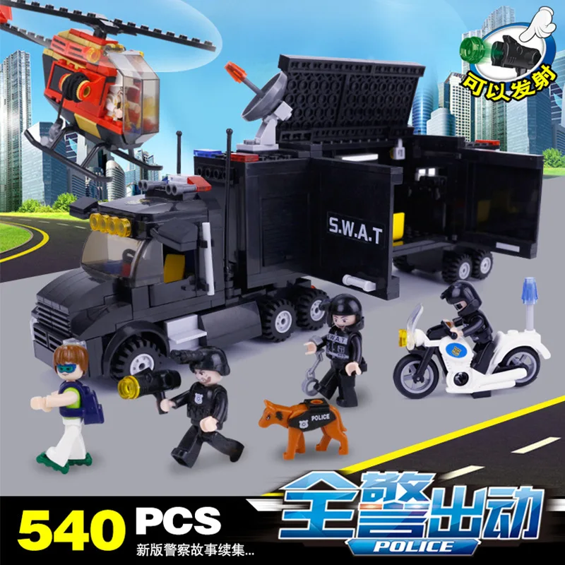 

Small Luban 0659 Special Command Car All Called out Children Fight Inserted Educational Building Blocks Toy