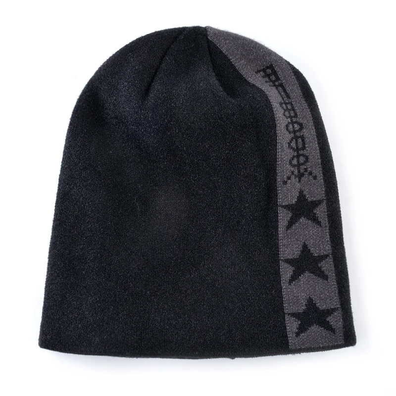 Двойная бархатная вязаная шерстяная шапка skullies, Мужская зимняя шапка, сохраняющая тепло, шапочки, мужская шапка, плюс бархатные шапки для wo мужчин bone gorro