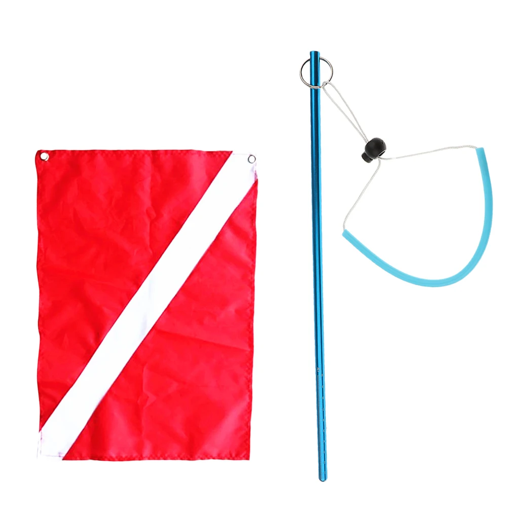 Safety Underwater Scuba Diving Diver Down Flag Kayak Boat Flag & Stick Pointer Rod Noise Maker