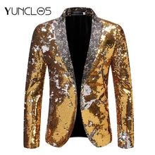 Блестящий мужской блейзер с золотыми блестками, украшенный блестками, костюм для ночного клуба, выпускного бала, мужской костюм, Homme, сценическая одежда для певцов