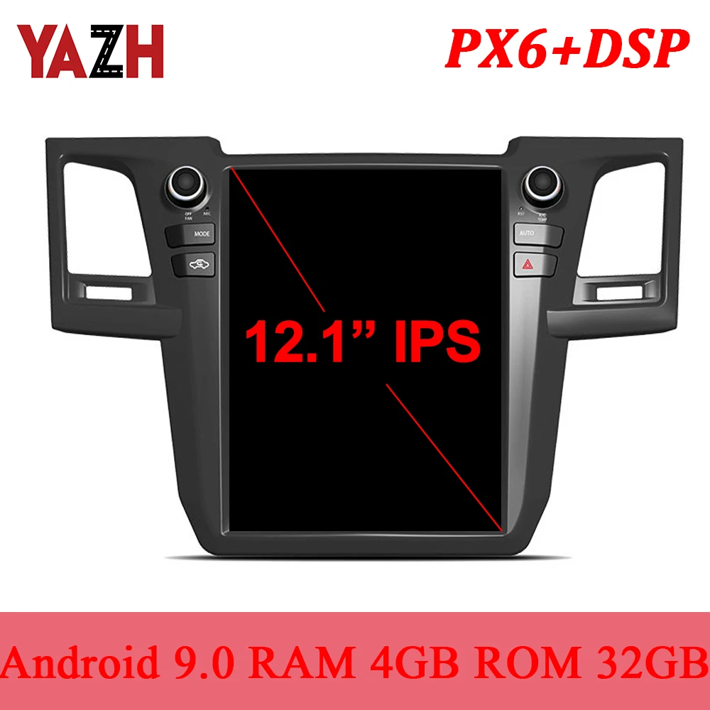 YAZH для Toyota Fortuner 2007 2015 автомобильное стерео радио с 12 1 &quotIPS GPS дисплей Android 9 0 Bluetooth 5