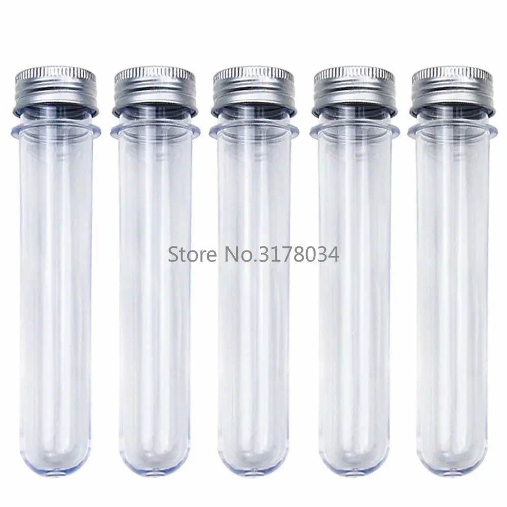 25Pcs 40ML Plastic Clear Test Tube With Cover Multi-Purpose Storage Bottle for USB Cable Party Favors Candy Sundries Organizer