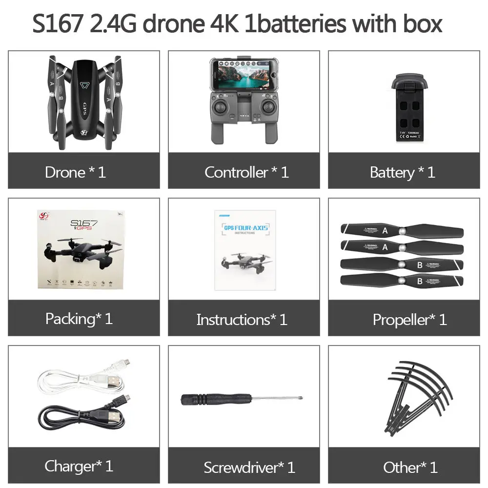 CSJ S167 gps 5G wifi FPV Радиоуправляемый Дрон с камерой 4K Дрон с gps точка полета жеста фотографии видео авто возврат дома RC Квадрокоптер - Цвет: 2.4G 1B Original Box
