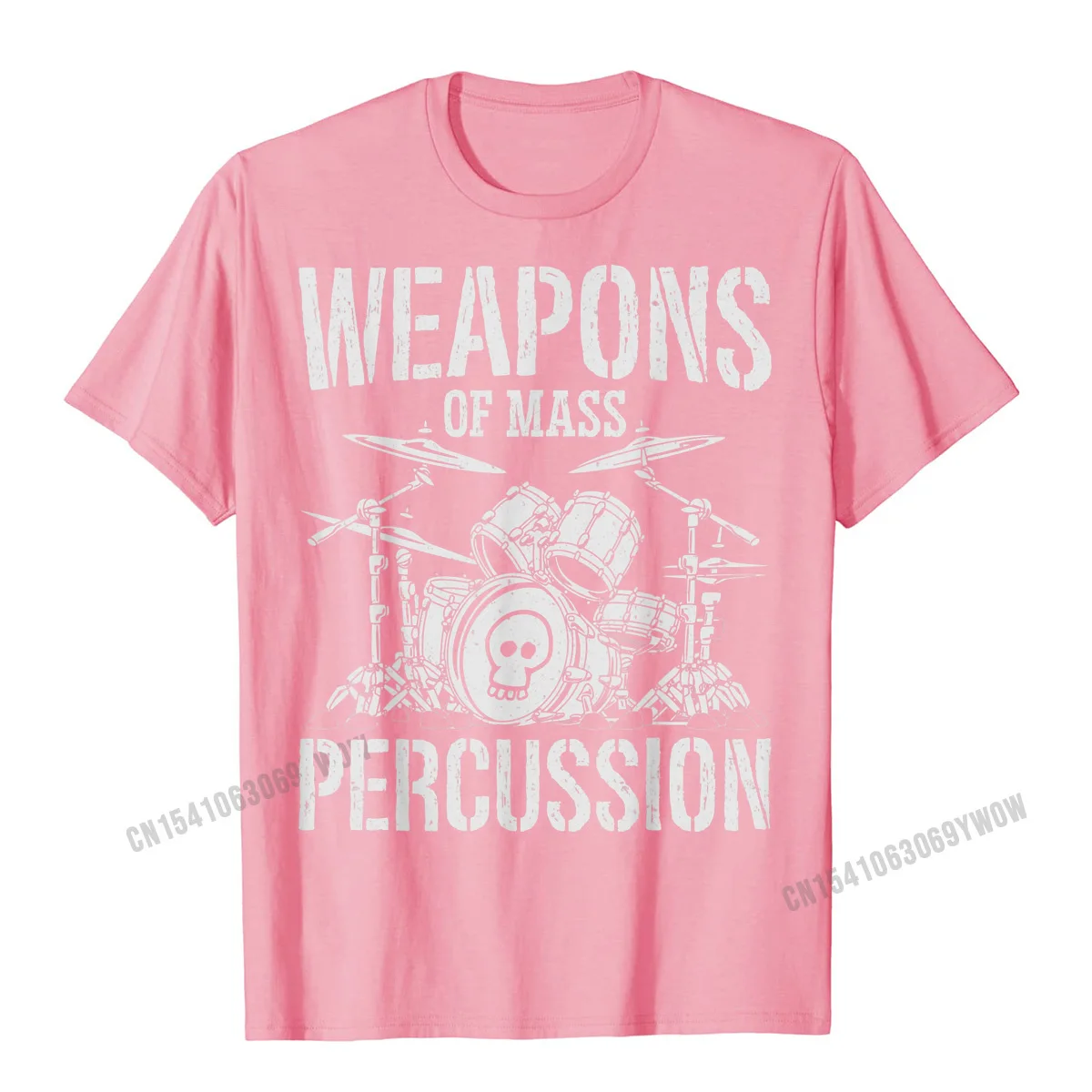 Printed Tshirts Short Sleeve Design Wholesale Man VALENTINE DAY Tops Shirts Design Tee Shirts Crewneck Pure Cotton Weapons Of Mass Percussion Funny Drummer Drumset Drum Set T-Shirt__94 pink