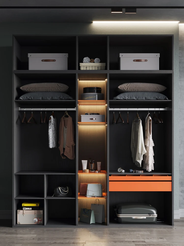 현대적인 심플 침실 가정용 옷장, 북유럽 라이트 럭셔리 플레이트 타입 옷장, 맞춤형 캐비닛, 3 도어 옷장 