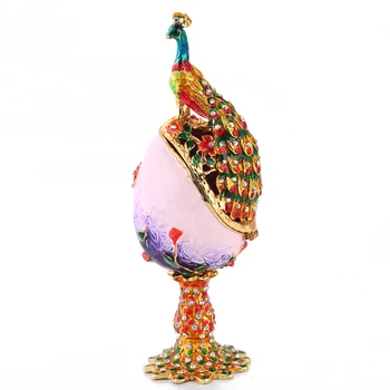 

Colorful Enamel Painting Peacock MIniature Model Sundries Storage Jewelry Box Figurines Home Decoration Crafts Wedding Decor