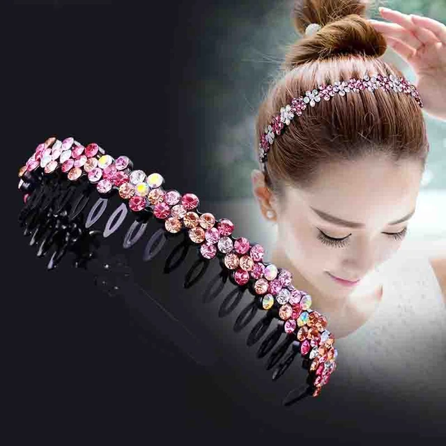 Non-slip Alice Hairband Rhinestone Headband Women Hair Bands Hoop Claws  Clips Double Bangs Hairstyle Hairpin Hair Accessories - Headband -  AliExpress