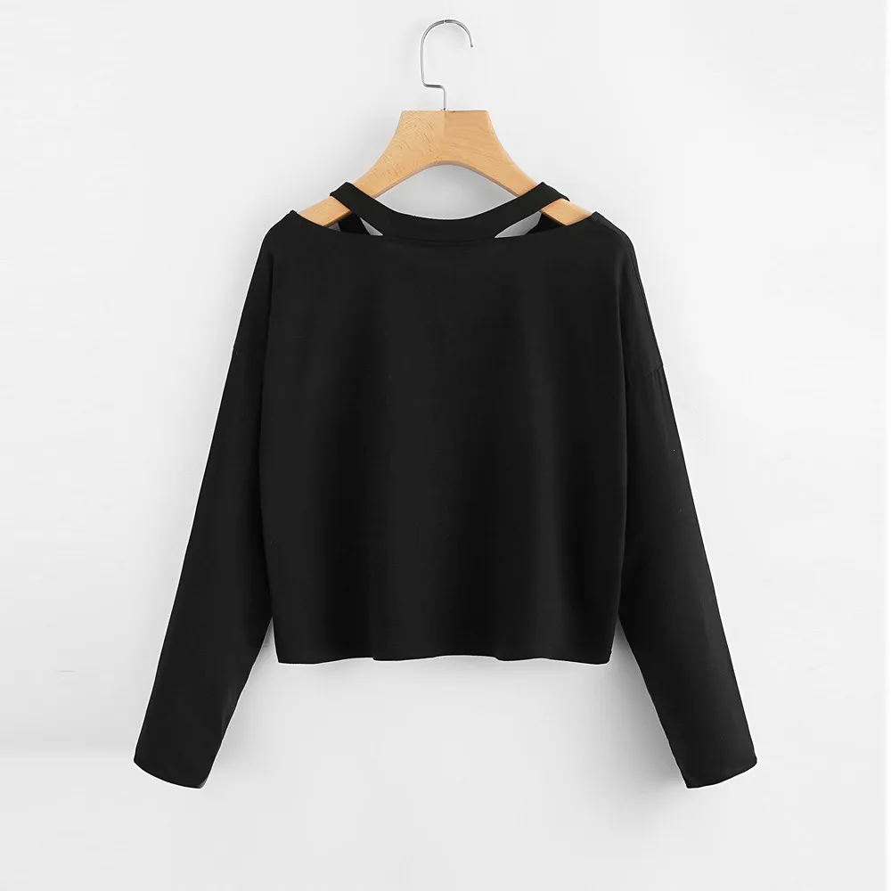 JAYCOSIN Fashion Women Solid Planet Printed Long Sleeve Sweatshirt Elegant Chic Strapless shoulder Casual Loose Sweatshirt