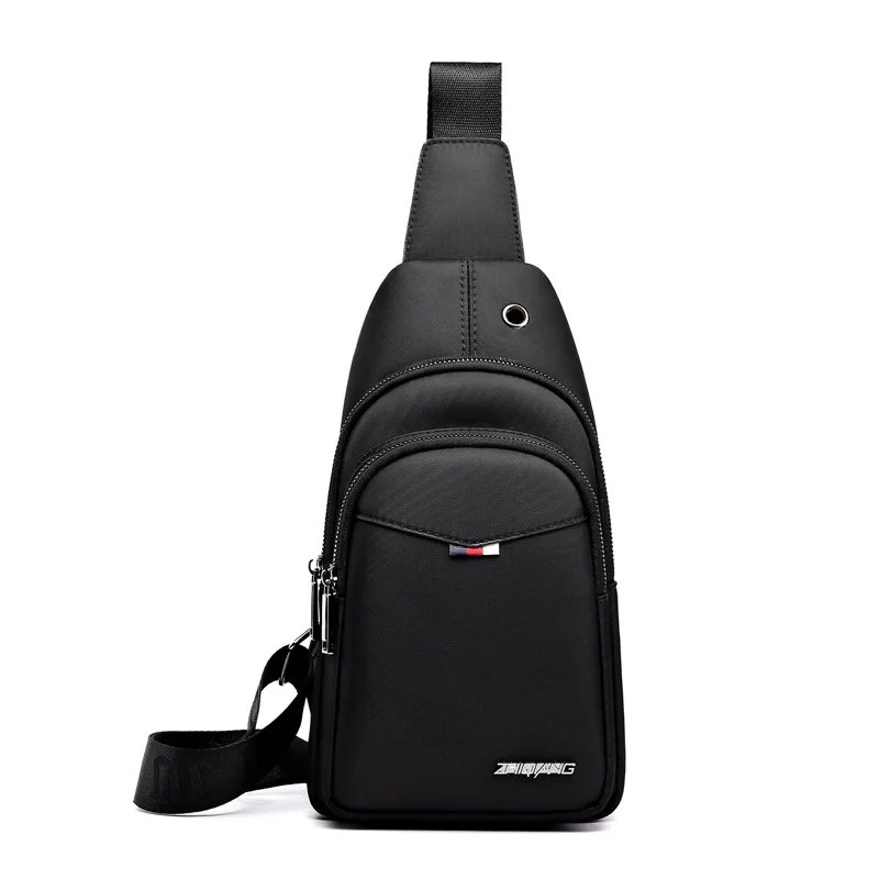 

New sports leisure men's chest bag earphone hole fashionable single strap messenger bag multifunctional Oxford small chest pack