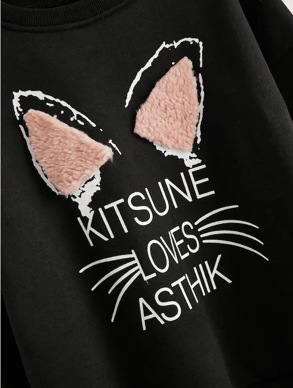 Linglewei Женские флисовые толстовки с длинным рукавом и рисунком кота