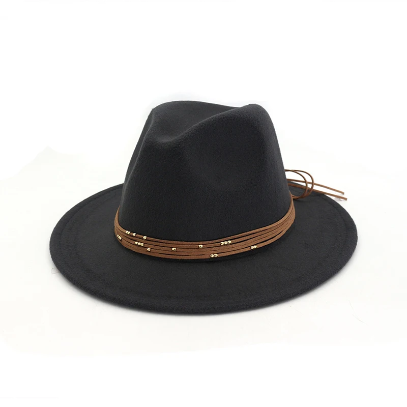 Dark Grey fedora FS, осенняя винтажная джазовая шляпа для женщин и мужчин, зимние шерстяные фетровые шляпы сомбреро, котелок для улицы, черная, хаки, розовая, Повседневная Кепка - Цвет: Dark Grey fedora