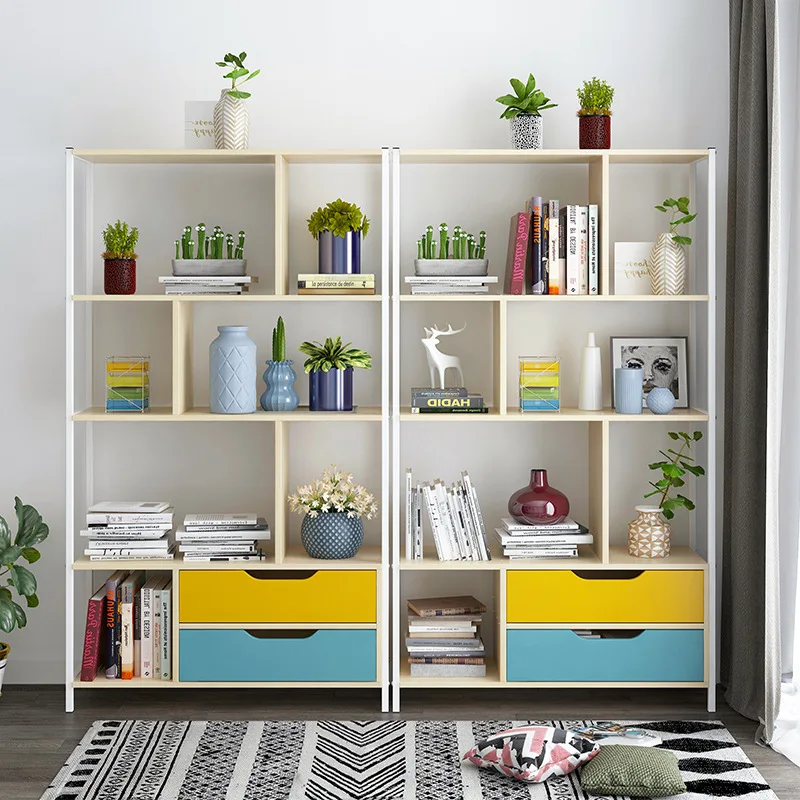 

Simple Bookcase Minimalist Modern Floor Bookcase Multi-functional Students Storage Shelf Household Province Space Bedroom Small