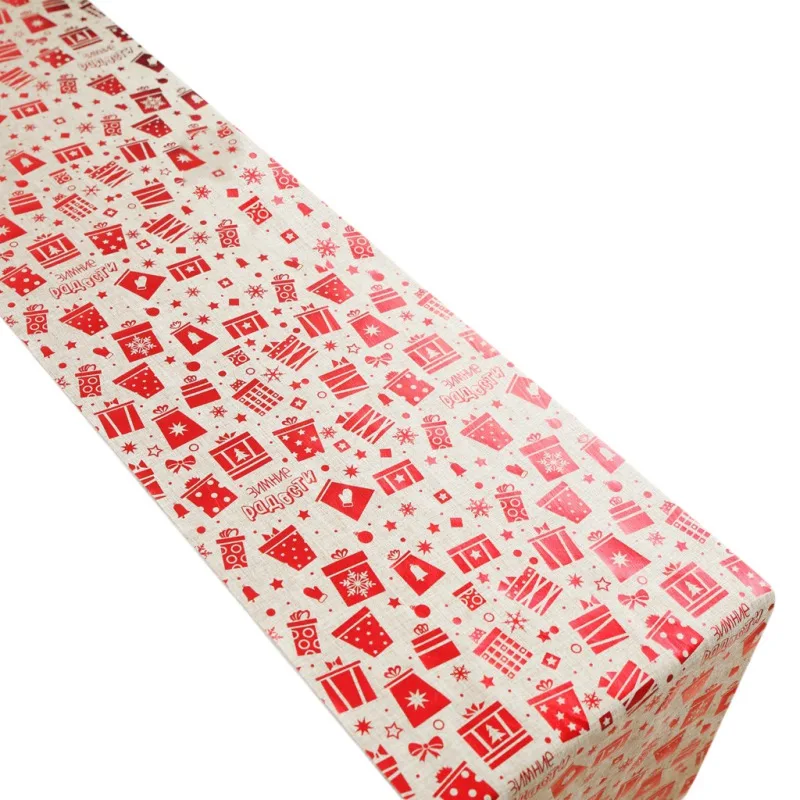 Рождественский узор с принтом праздничный обеденный стол украшения настольный бегун хлопок, лен, настольные праздничные Бегуны