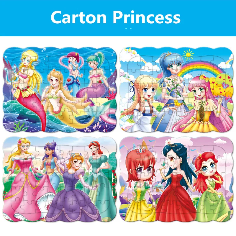 

New 28 Styles Cartoon Puzzle Happy Princess Mermaid Girl Belle Baby Early Educational Puzzles Toys for Children Kids Xmas Gift
