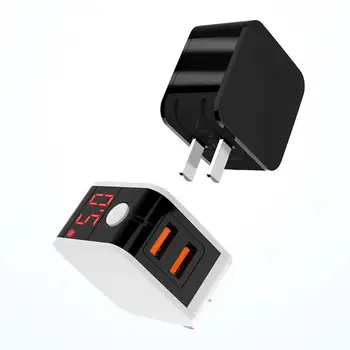 

LED Display Intelligent Fast Charging Head Power Adapter Automatic Power-Off 2 gadgets Works with iPhone, iPad, laptops