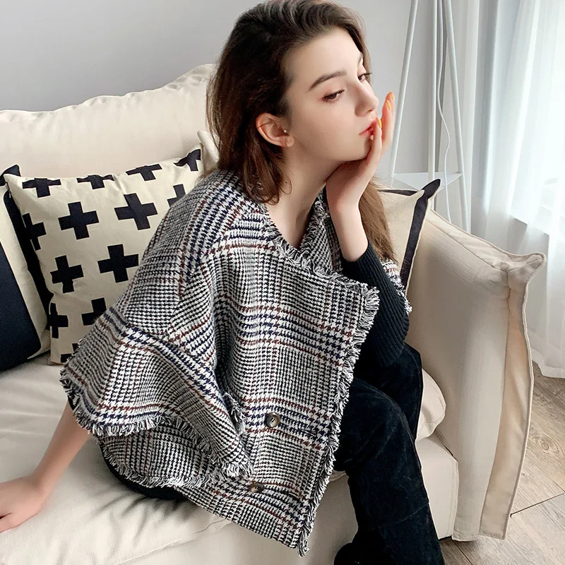 awesome  Dabuwawa Elegant Office Lady Frayed Plaid Jacket Coat Women Fall Casual Female Jackets Coats Outerw