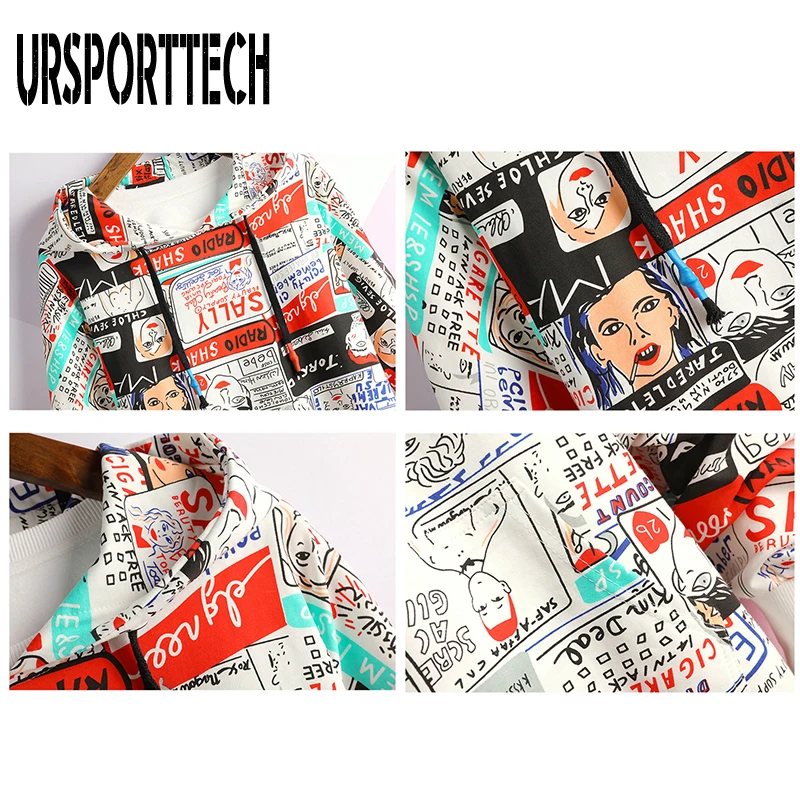 2019 новые Брендовые мужские толстовки Harajuku мультфильм рисунок принт пуловер