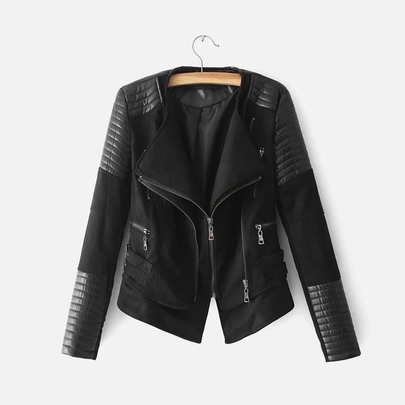 lower price  Autumn Leather Biker Female Jacket Zipper Faux PU Belt Motorcycle Women's Jackets 2019 Winter Khaki