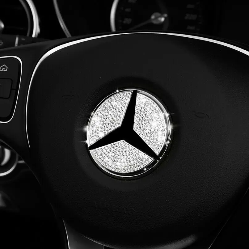 Для Mercede Benz A/B/C/E/GLA/CLA/GLC/GLK/GLE серии автомобильный руль эмблема 3D Стразы логотип наклейка с алмазным украшением