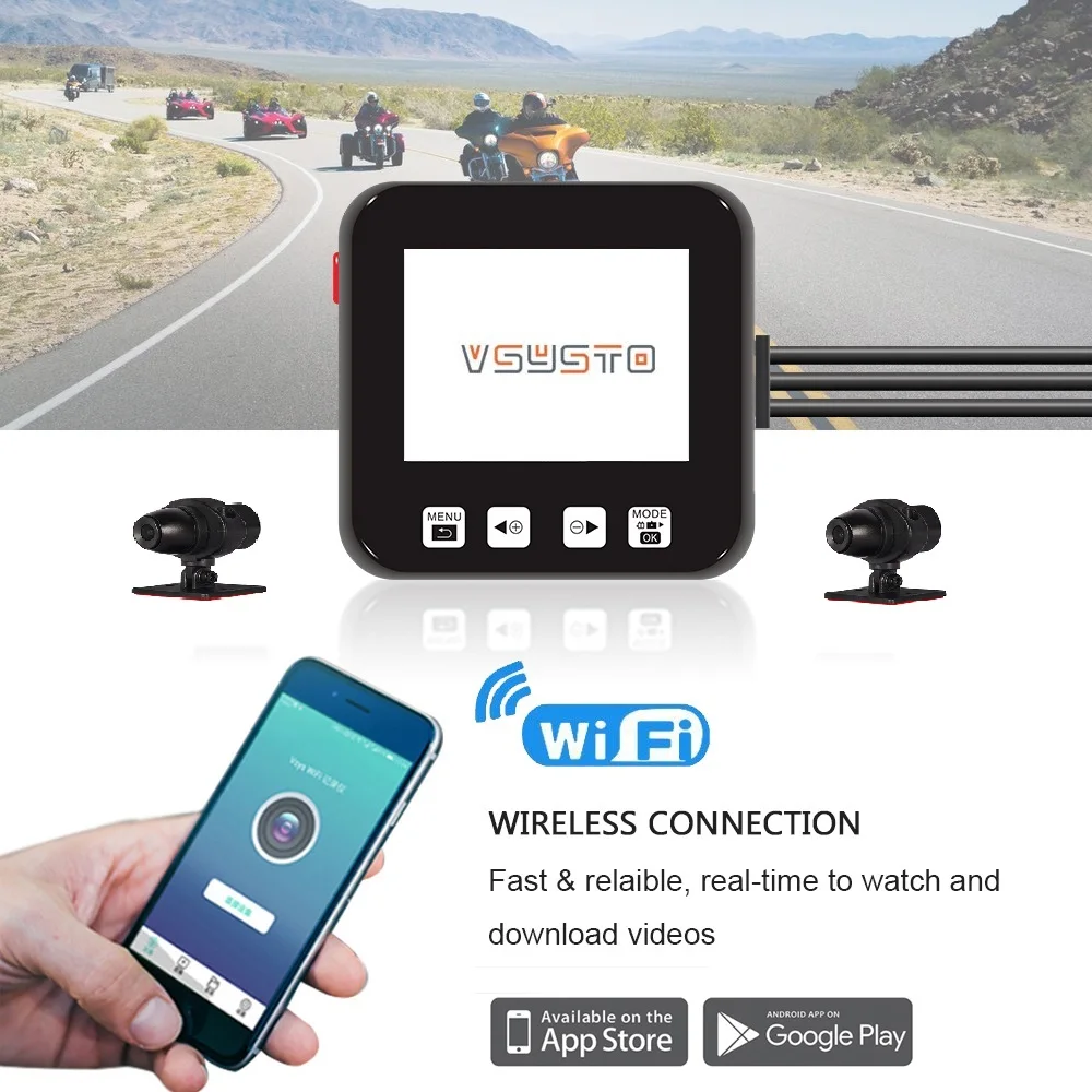 Vsystro моторегистратор A6F wifi фронфронтальная sonsony323 1080p full hd Водонепроницаемая