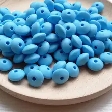 100 шт сливные синие Приплюснутые бусины Силиконовые 12 мм оптом BPA Бесплатно Детские пустышки бусины Прорезыватель BX14