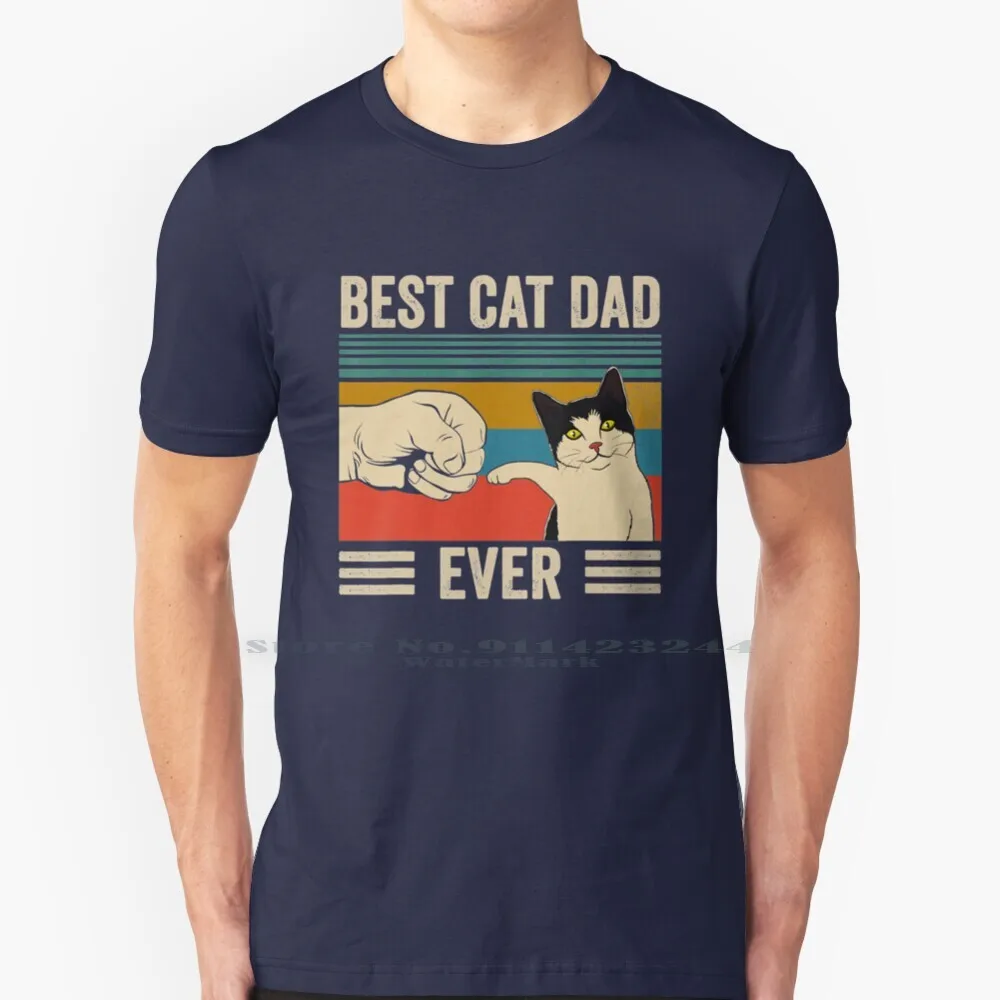 Best Cat Dad Ever Vintage T Shirt 100% Puro Cotone Festa Del Papà Tendenza Creativa Vintage Cool Gift Euro Us Size Big Size