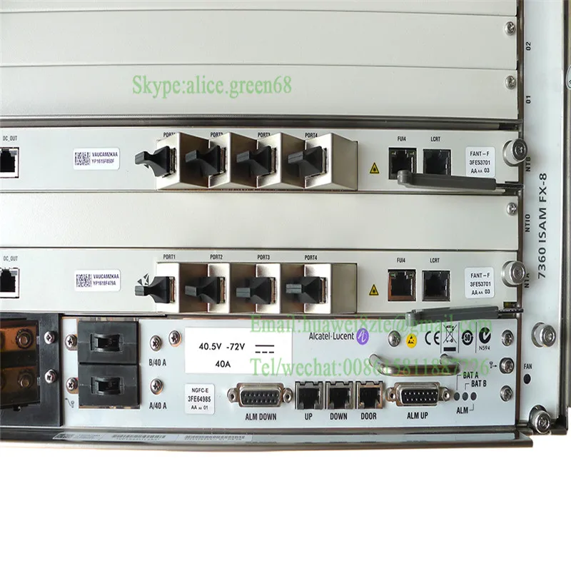 19 дюймов шасси Alcatel lucent bell OLT 7360ISAM FX-8 с FANT-F, мощность и FGLT 16 портов pon карты