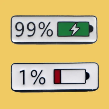 

O391 Wholesale 10pcs/lot Fashion Funny Battery Percentage Amazing Enamel Pin Brooch Creative Cartoon Denim Badge Jewelry Gift