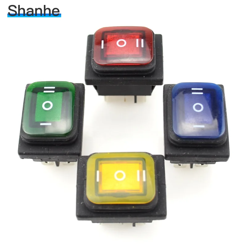 1pcs fixed self-locking Waterproof 3 Positions 6Pin Rocker Switch with 12V lamp