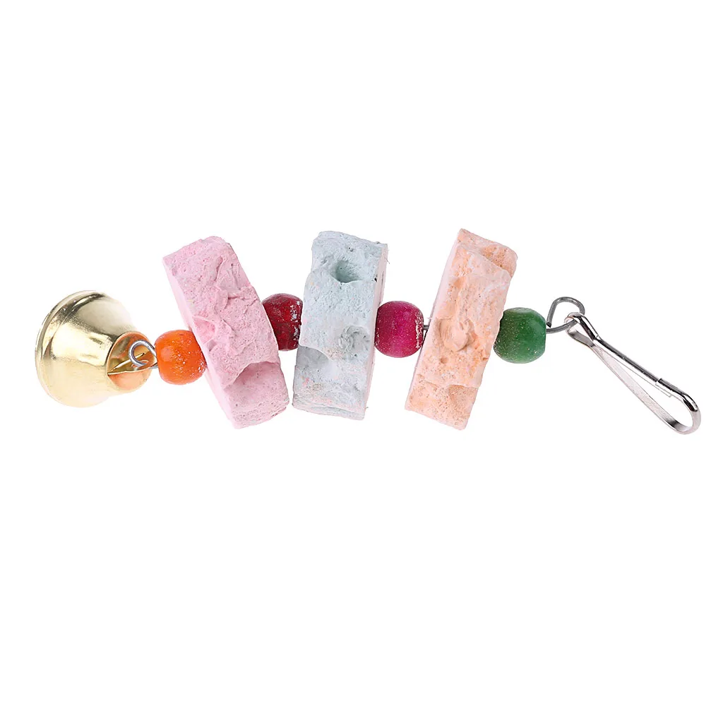 Parrot Teeth Chewing Beads With Bell Grinding Toys Birds Squirrel Calcium Stone