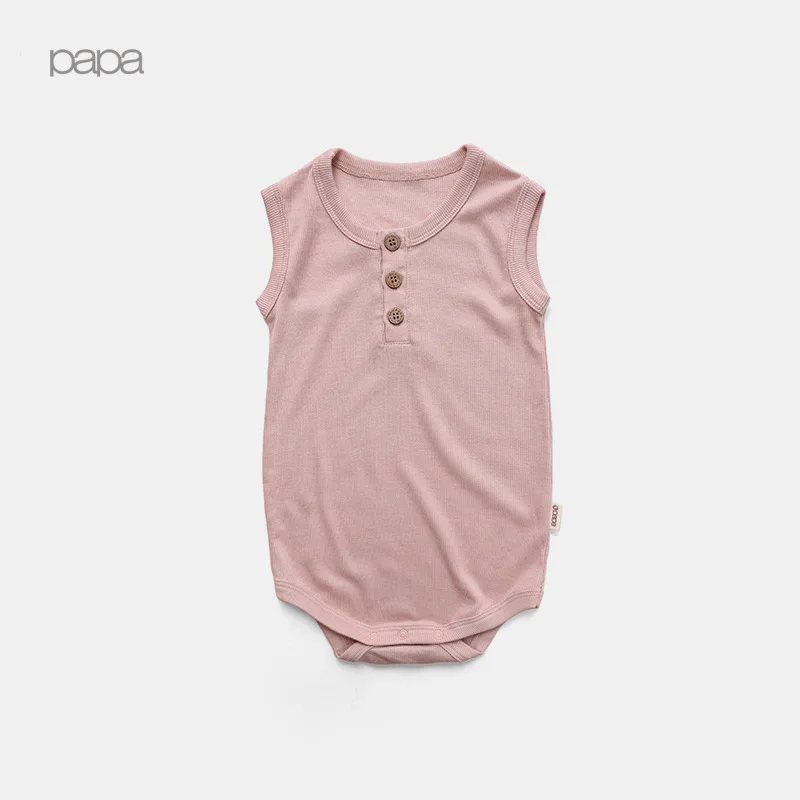 

Baby Sleeveless Summer Solid Color Men And Women Onesie Infant Universal Crawling Clothes Cotton