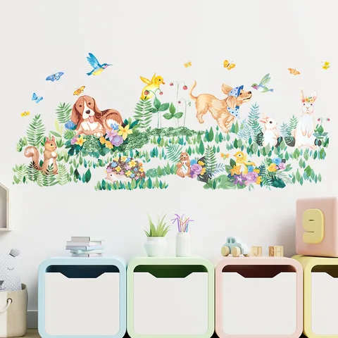 Animals Playing Wall Sticker For Kids Baby Room Bedroom Decorations Home Mural Stickers Home Decor Beautify Wallpaper