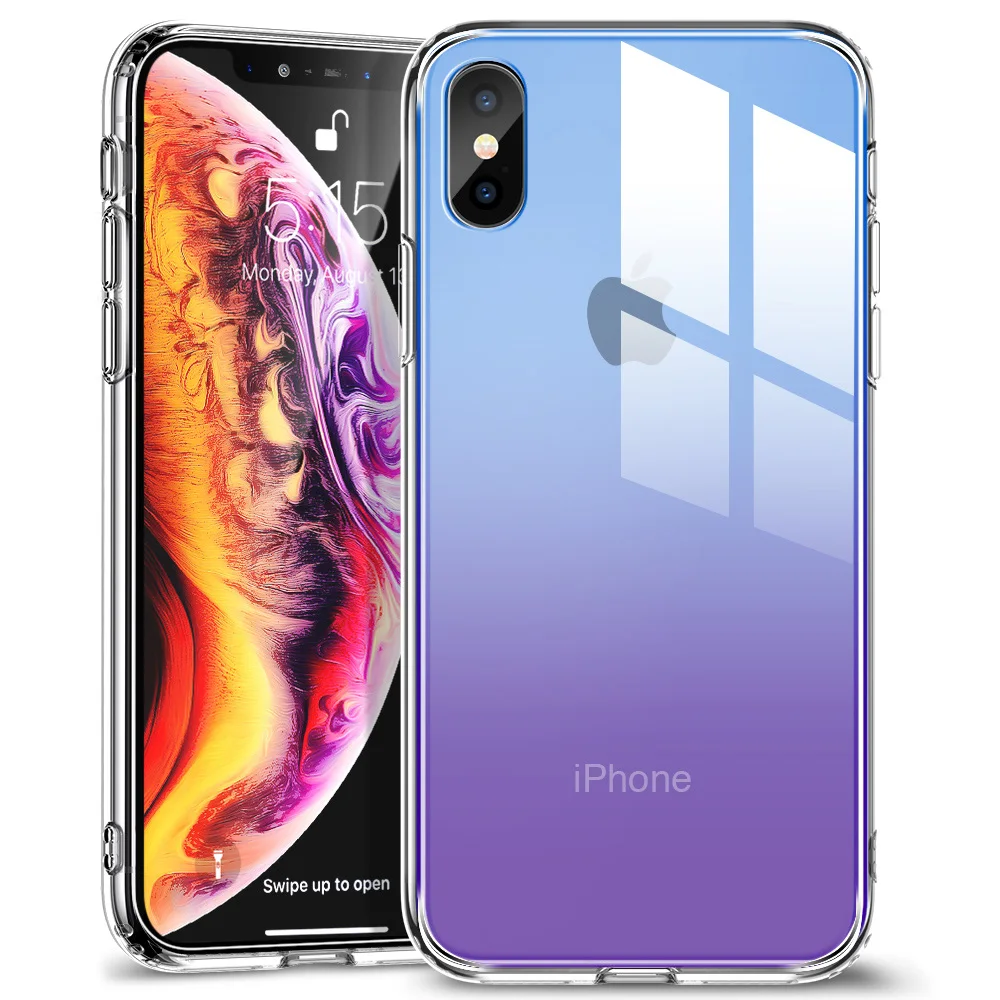 Стеклянный чехол ESR для iPhone XS XR XS Max, защитный чехол из закаленного стекла+ ТПУ Рамка для Apple iPhone XS XR XS Max, зеркальный чехол - Цвет: Blue and purple