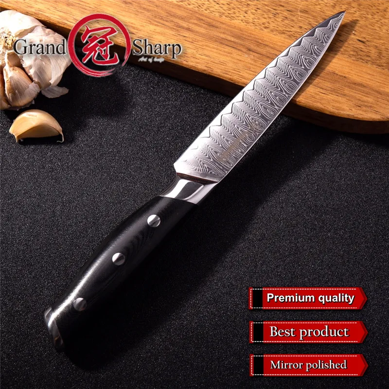 Grandsharp 5 дюймов Универсальный нож 67 слоев VG10 японский дамасский стальной нож шеф-повара высокоуглеродный кухонный нож G10 ручка Подарочная коробка