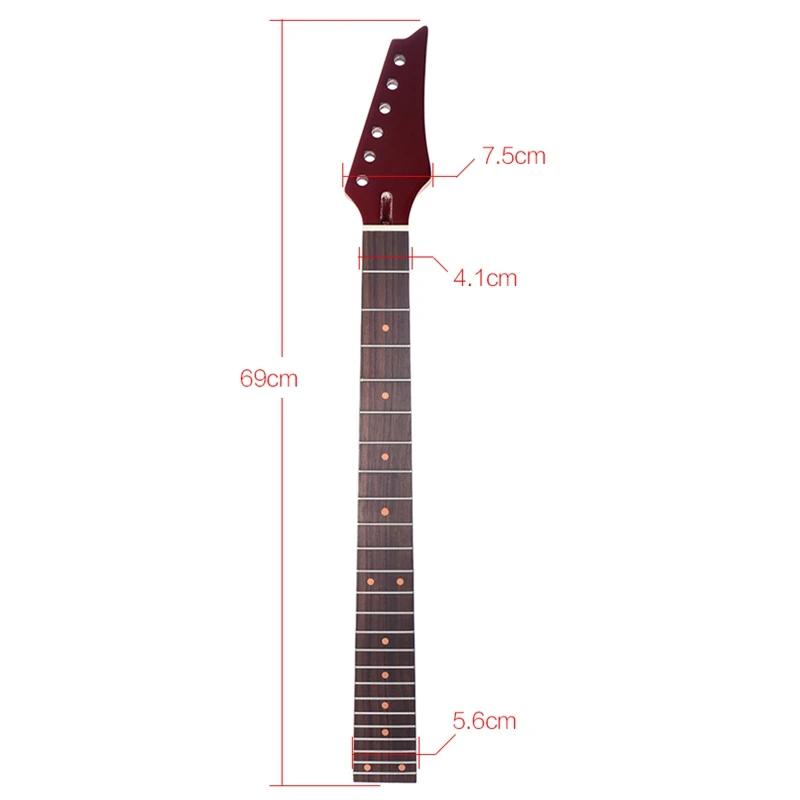 24 Frets New Replacement Maple Neck Rosewood Fretboard Fingerboard for Electric Guitar Red