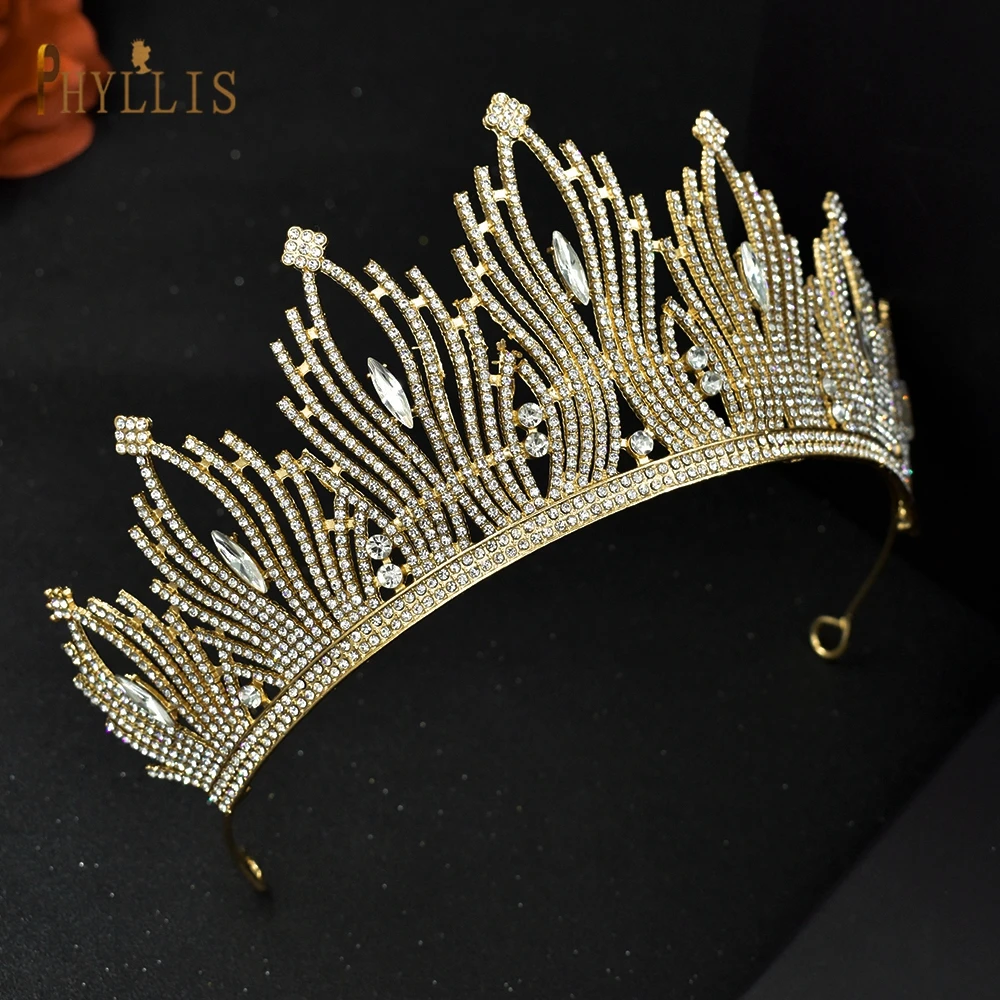 A247 Luxury Bridal Headwear Rhinestone Tiara Pageant Brithday Crowns Wedding Headpiece Alloy Women Earring Necklace Jewelry Sets