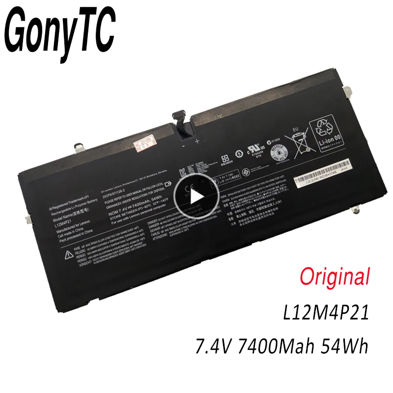 

54Wh 7400mAh 7.4V Genuine L12M4P21 L13S4P21 Battery For Lenovo Yoga 2 Pro 13" 121500156 2ICP5/57/128-2 2CP5/57/123-2 Original