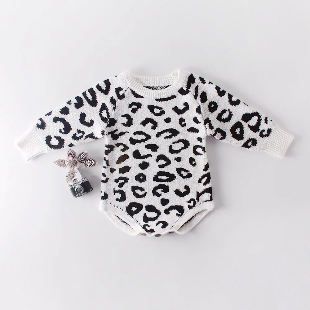 New Leopard Baby Girl Romper Cotton Knit Infant Onesie Baby Romper for Girls Jumpsuit Toddler Costume New Born Baby Girl Clothes
