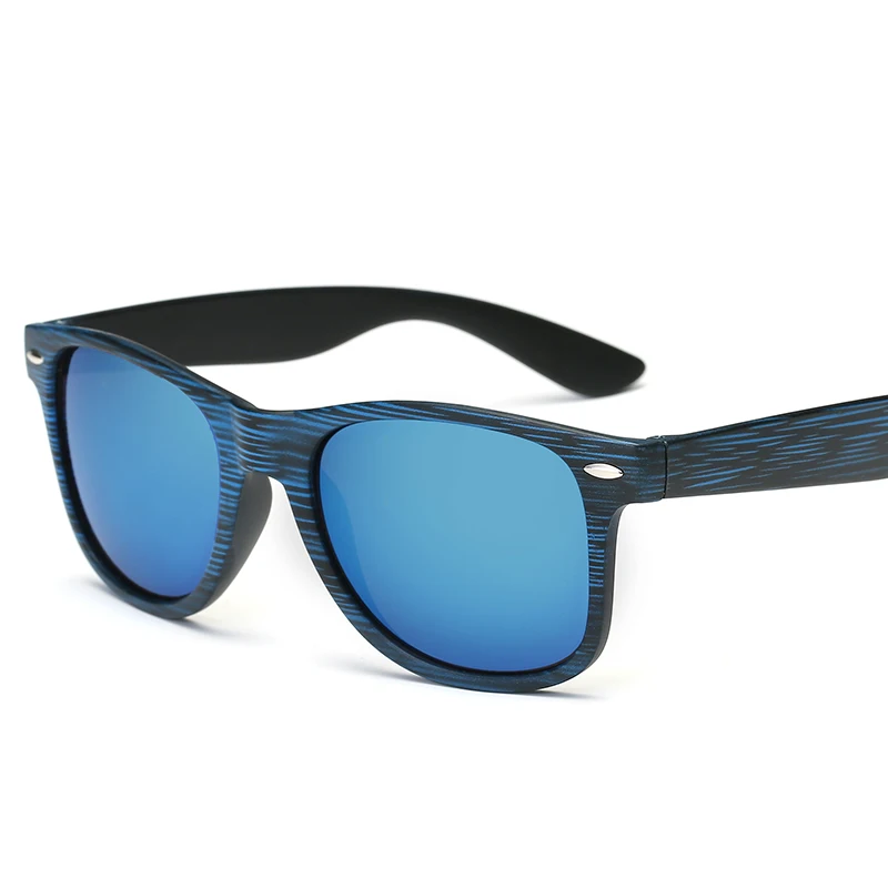 Унисекс квадратной формы солнцезащитные очки «под дерево» женские модные солнечные очки цветные линзы многоцветные Роскошные брендовые солнцезащитные очки - Цвет линз: Blue Blue Mercury