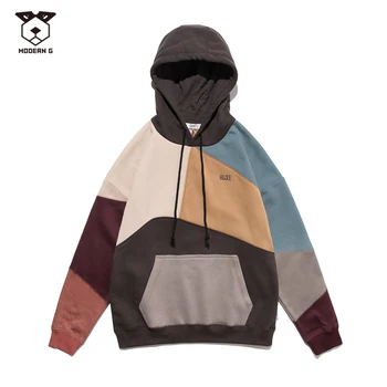 

Fashion Men Woman Streetwear Patchwork Casual Sweatshirts Autumn Winter Korean Pocket Clothes Thicken Warm Fleece Hoodies