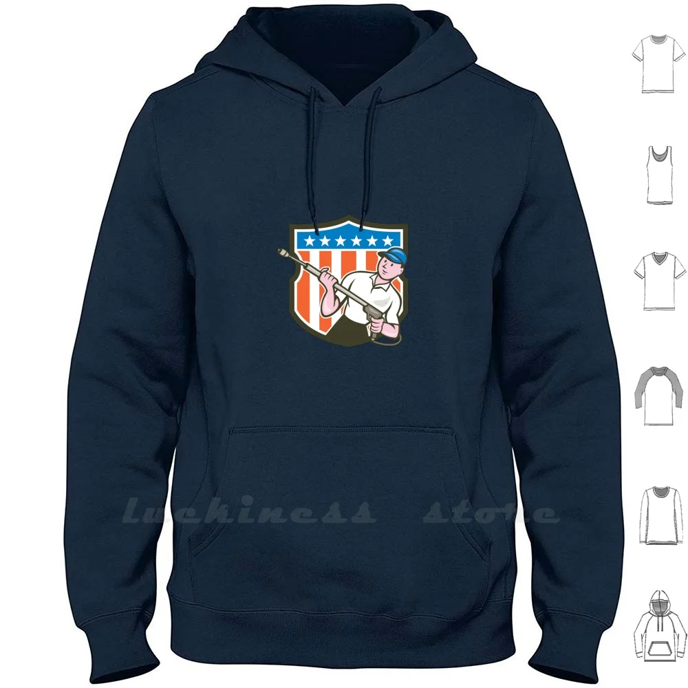 Idropulitrice Water Blaster Usa Flag Cartoon Felpe Con Cappuccio Manica Lunga Idropulitrice Water Blaster Cleaner