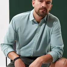 Дефакто Осенняя мужская умная Повседневная рубашка с длинным рукавом белая зеленая деловая офисная хлопковая Shirt-L8589AZ19AU