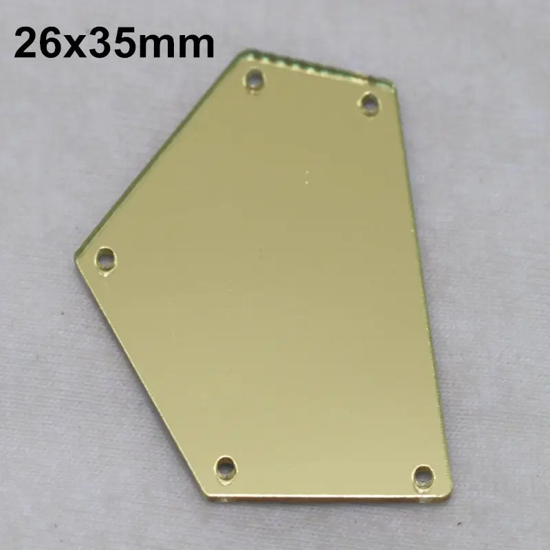 A05-26x35 Светло-золотистый акриловый зеркальный пришивной Стразы DIY Flatback зеркальный акрил пришивные стразы с отверстиями для шитья - Цвет: A05-26x35