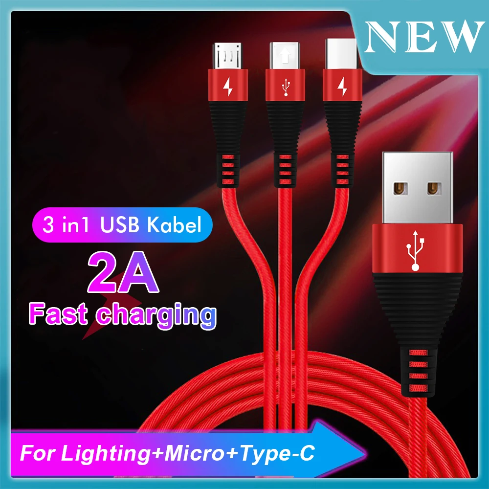 3 в 1 USB кабель для Xiaomi type C USB строка данных для samsung Зарядка заряднеое устройство для huawei Micro USB кабель для iPhone